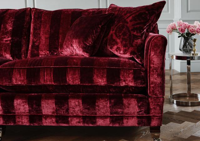 Red striped Duresta fabric sofa