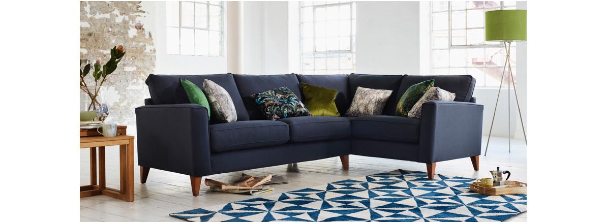 Blue fabric sofa
