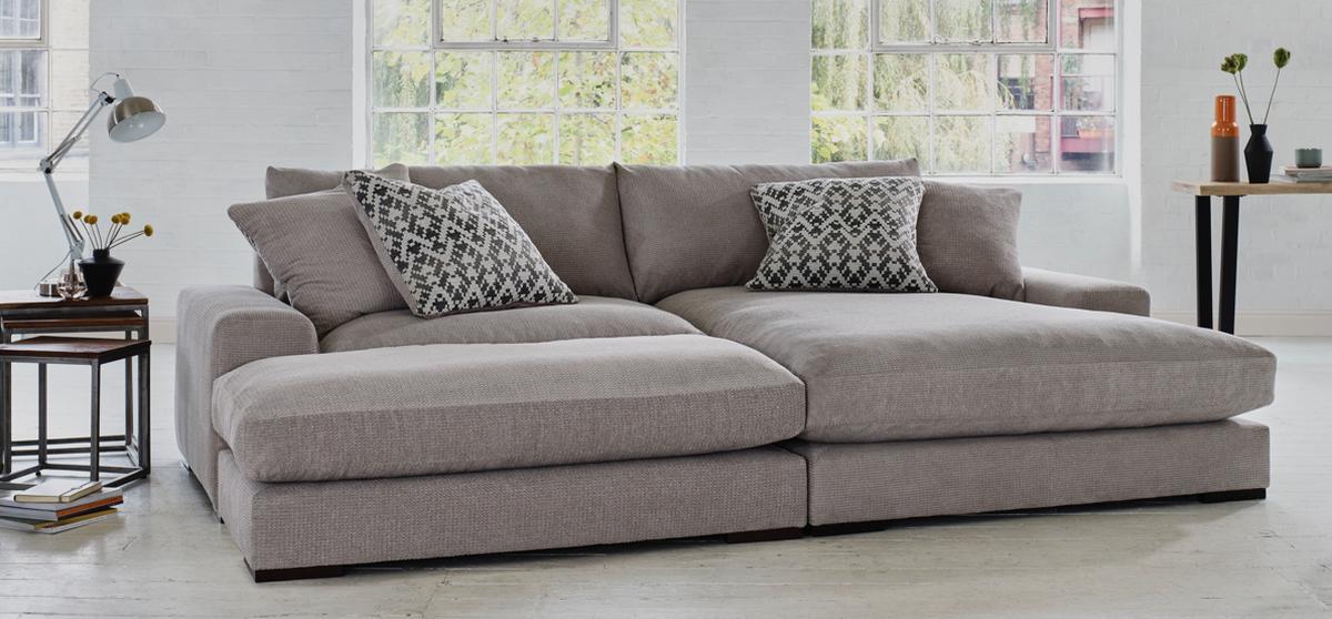 Large scale reversible chaise end fabric sofa