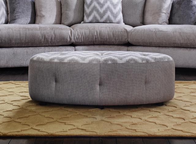 Large oval fabric coffee table