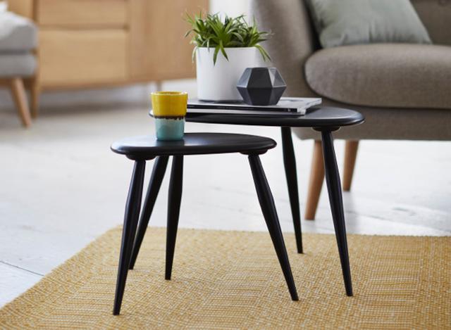 Ercol Originals black nest of 3 tables