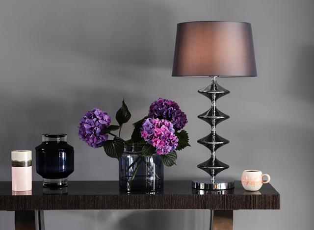 Tall Art Deco style table lamp with grey shade