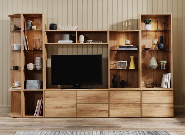 Large scale wooden entertainment and TV unit 