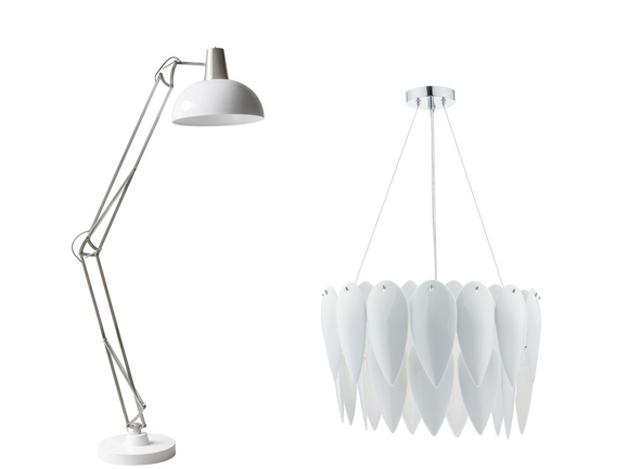 Angle poise floor lamp and pendant ceiling light