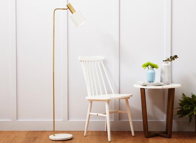 Tall task floor lamp with white shade