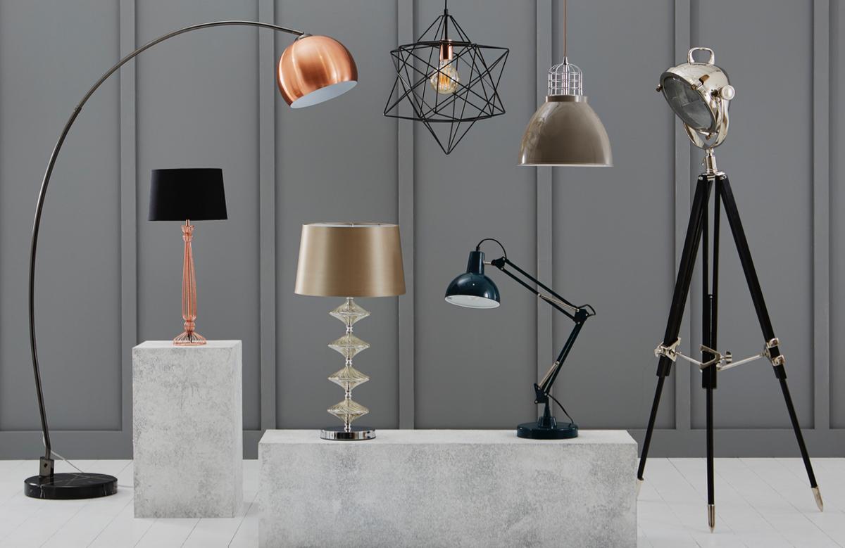 Selection of ceiling, floor and table lamps