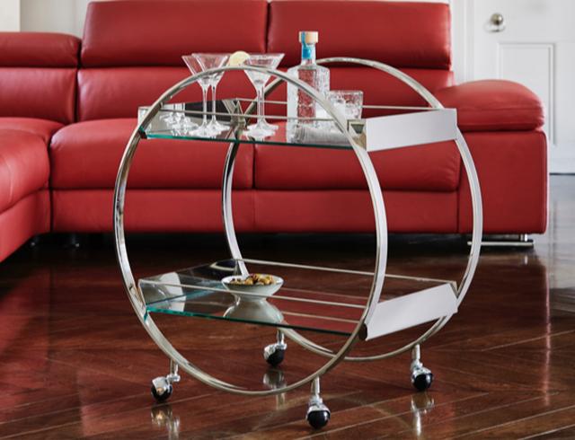 Art Deco circular metal drinks trolley