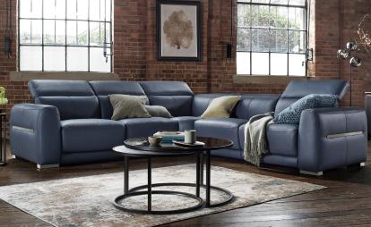 Grey leather modular sofa