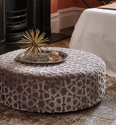 Holly Designer Round Fabric Accent Footstool