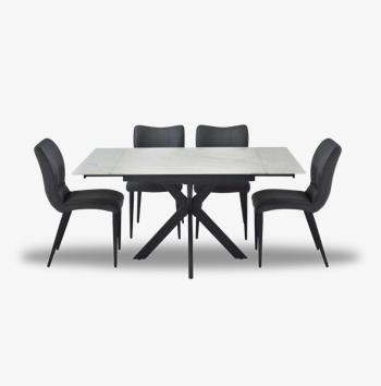 Clio Draw Leaf Extending Dining Table and 4 Dining Chairs