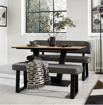 Venus Dining Table, High Back Dining Bench and Low Dining Bench