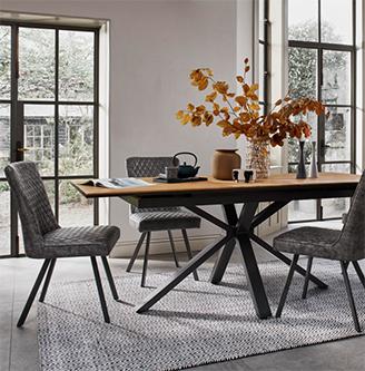Earth Pop-Up Extending Dining Table and 4 Dining Chairs