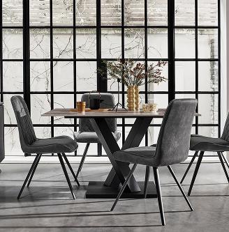 Warrior Grey Compact Fixed Dining Table with 4 Standard Dining Chairs