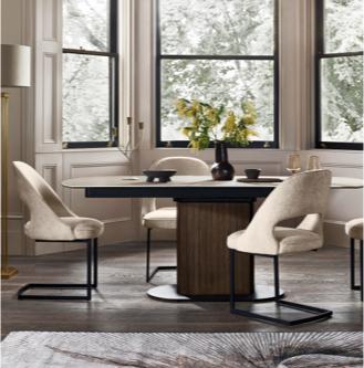 Tiber Draw Leaf Extending Dining Table with 4 Cantilever Dining Chairs