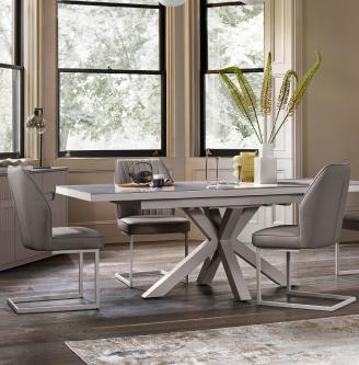 Fumo Pop Up Extending Dining Table and 4 Faux Leather Cantilever Dining Chairs