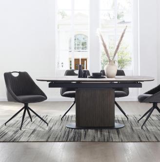Petra Pop Up Extending Dining Table and 4 Swivel Dining Chairs