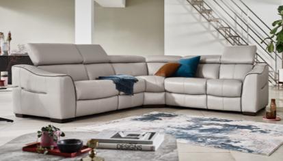 Grey leather modular sofa