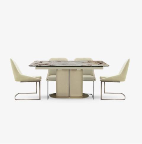 Avorio Pop-Up Extending Dining Table and 4 Dining Chairs