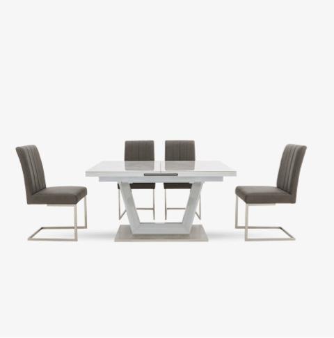 Grigio Large Extending Dining Table and 4 Dining Chairs