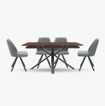 Mars Pop-up Dining Table with 4 Faux Leather Swivel Dining Chairs