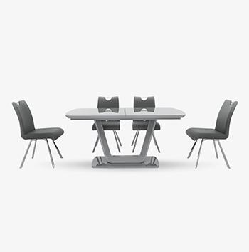 Nadal Extending Dining Table and 4 Swivel Dining Chairs
