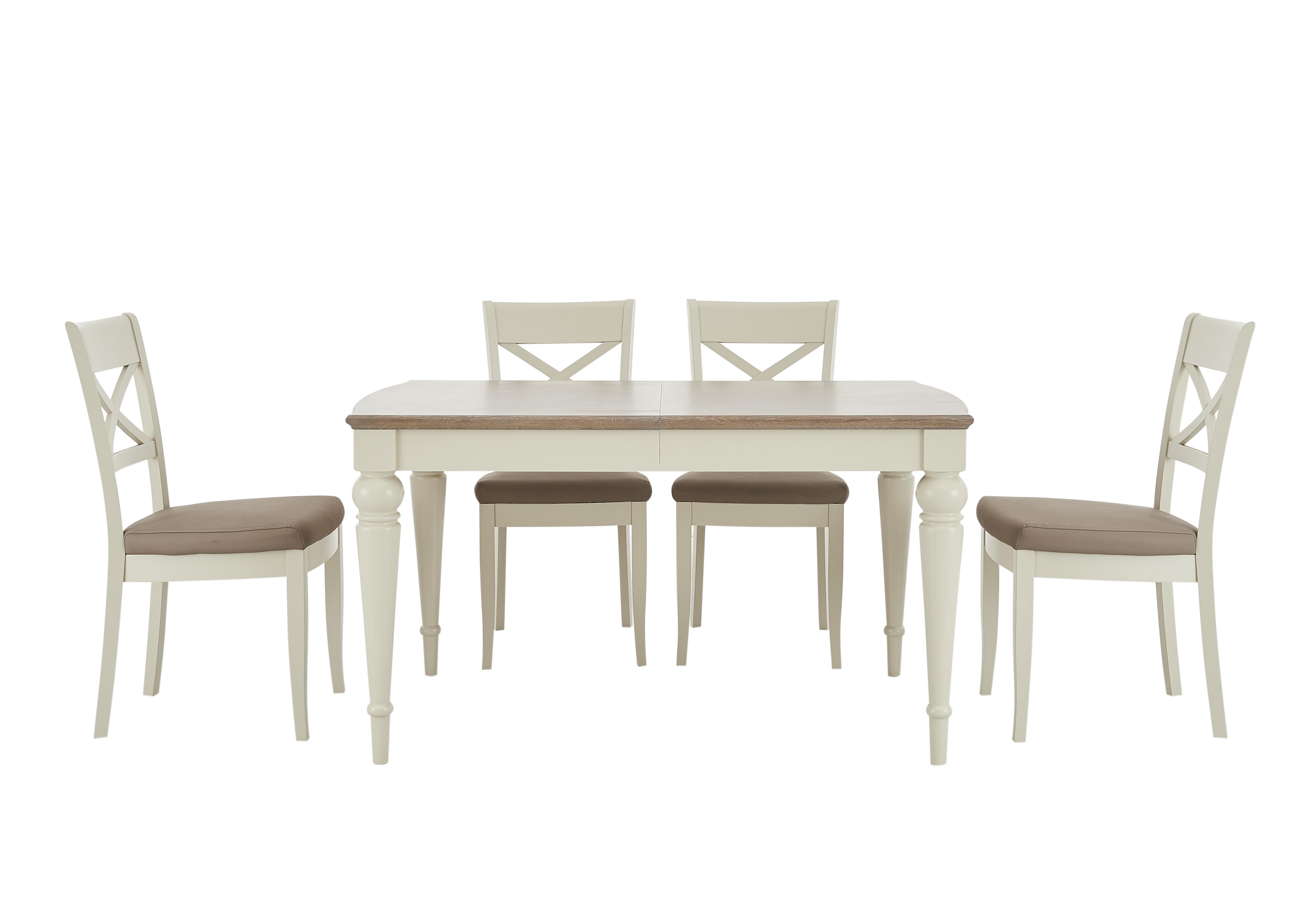 Annecy Extending Dining Table with 4 Faux Leather Cross Back Chairs in  on Furniture Village