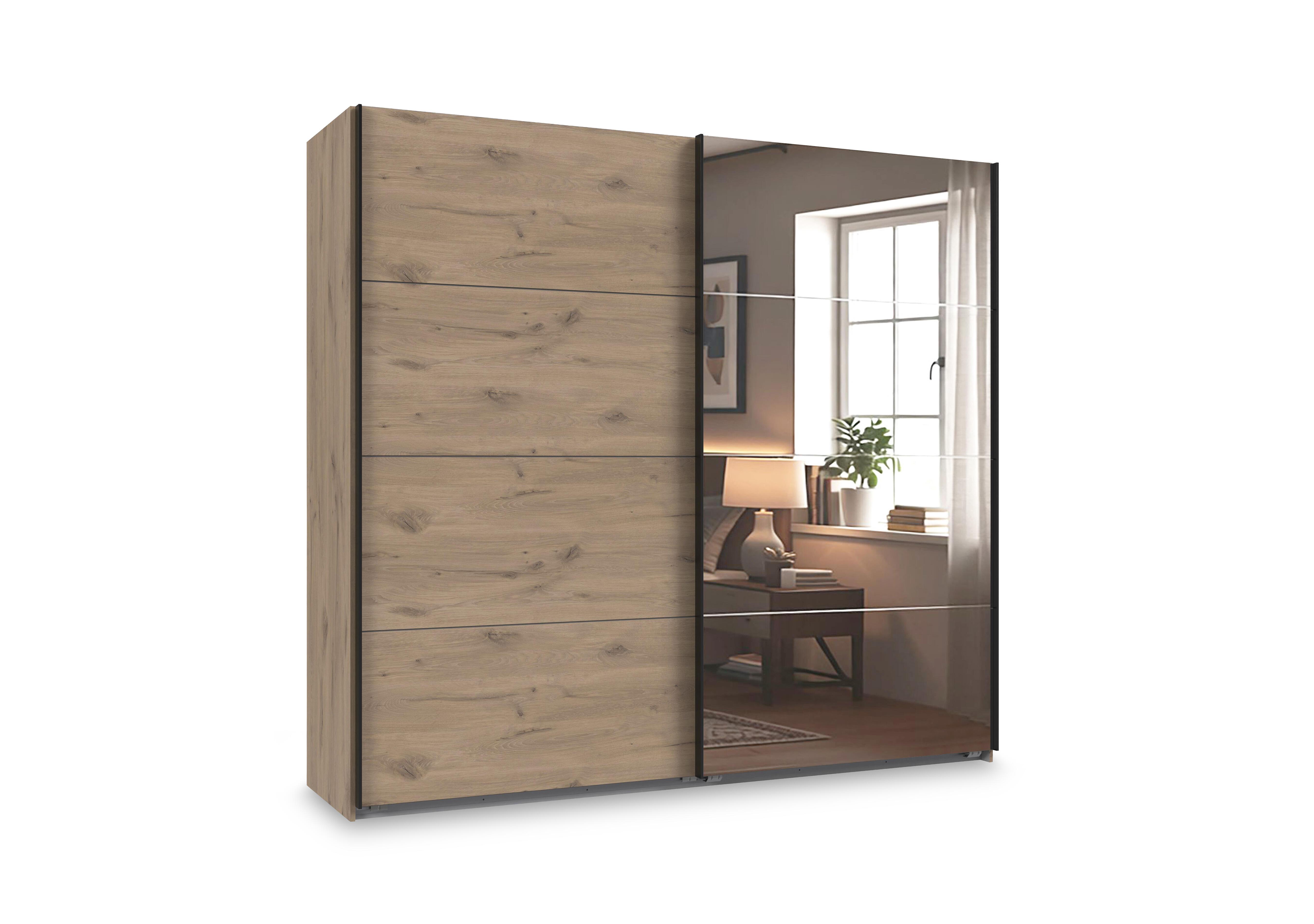 Antoni 225cm 2 Door Nordic Oak Sliding Wardrobe with 1 Nordic Oak Door and 1 Mirror Door in  on Furniture Village