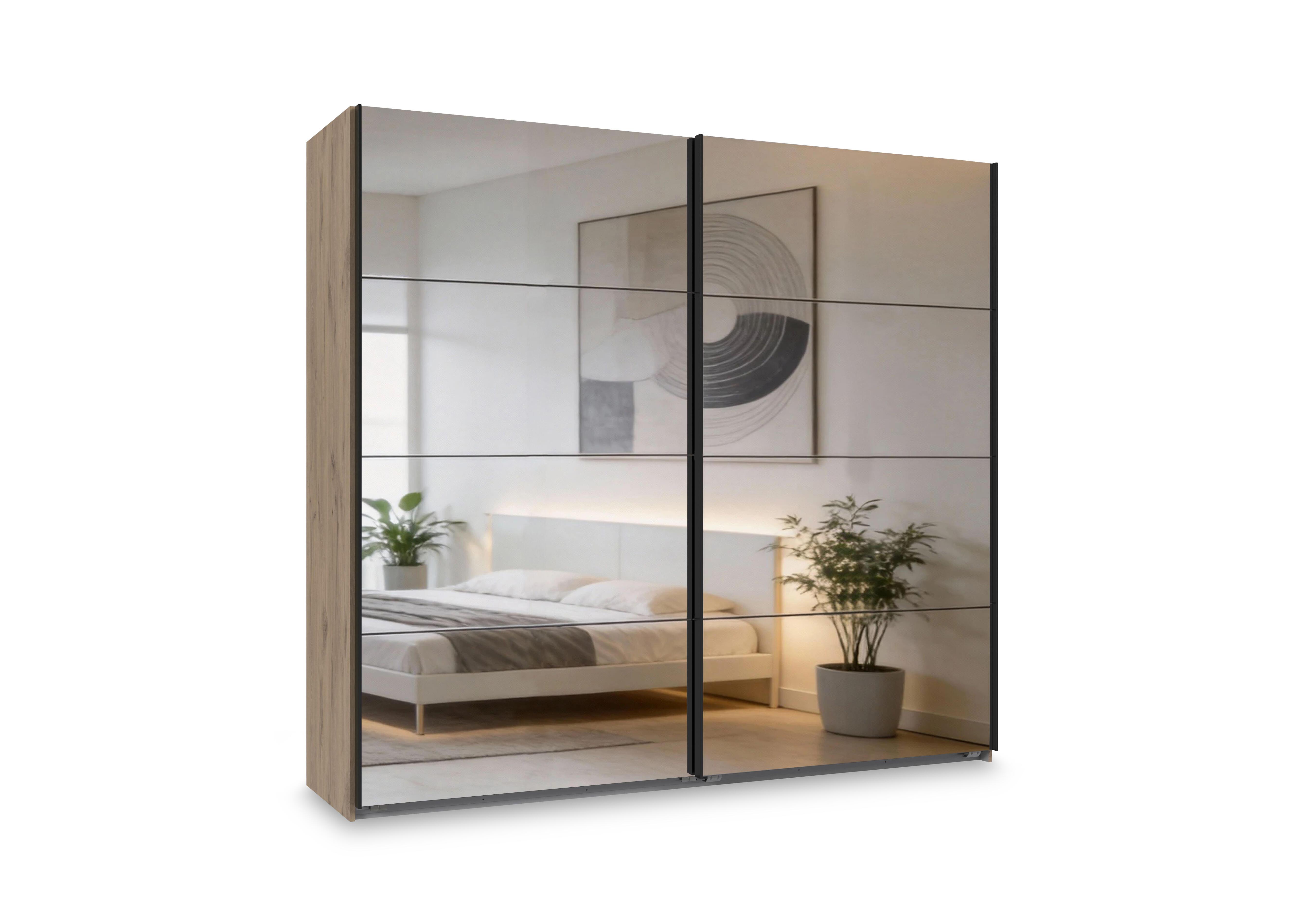 Antoni 180cm 2 Door Nordic Oak Sliding Wardrobe with 2 Mirror Doors in  on Furniture Village