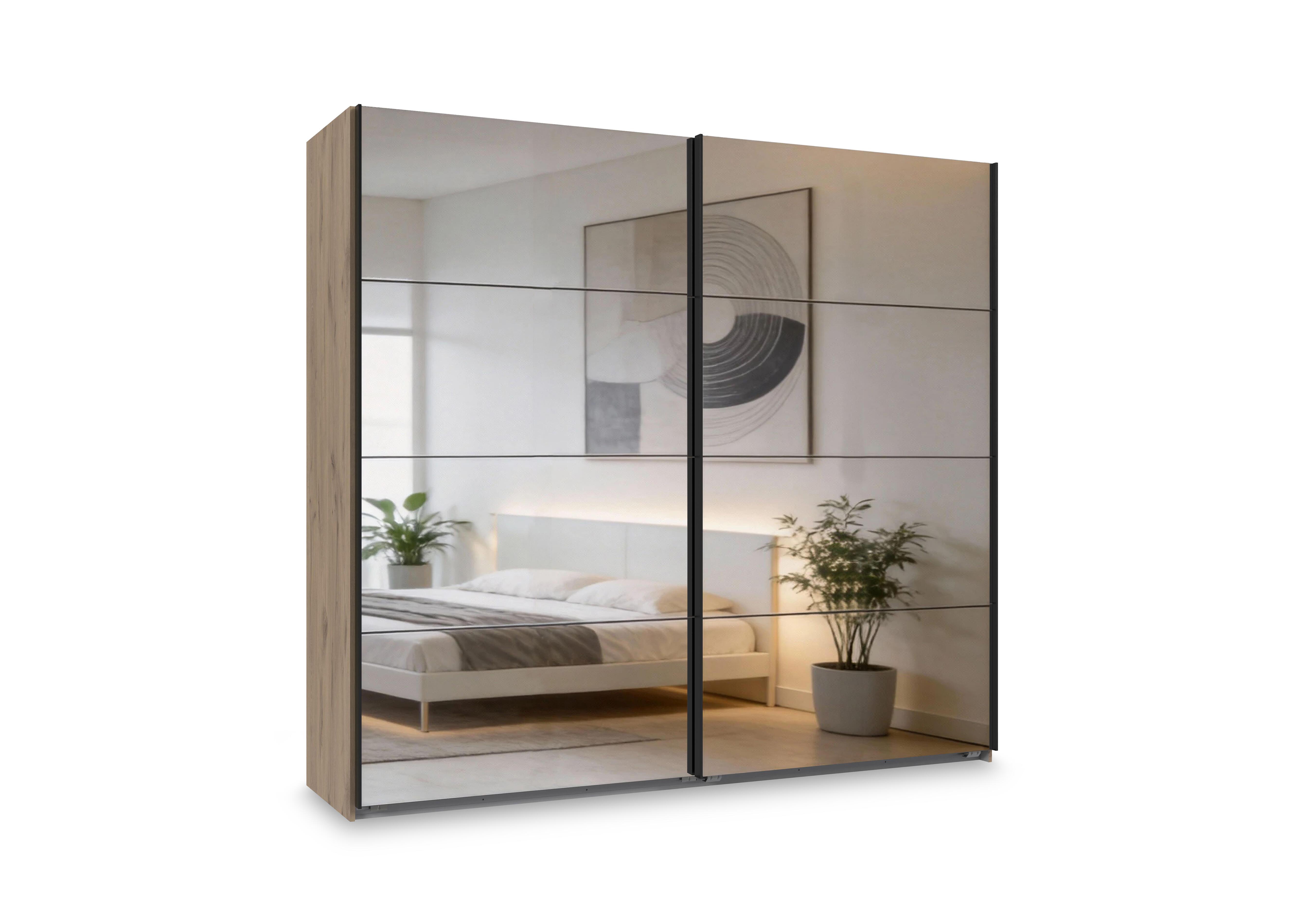 Antoni 225cm 2 Door Nordic Oak Sliding Wardrobe with 2 Mirror Doors in  on Furniture Village
