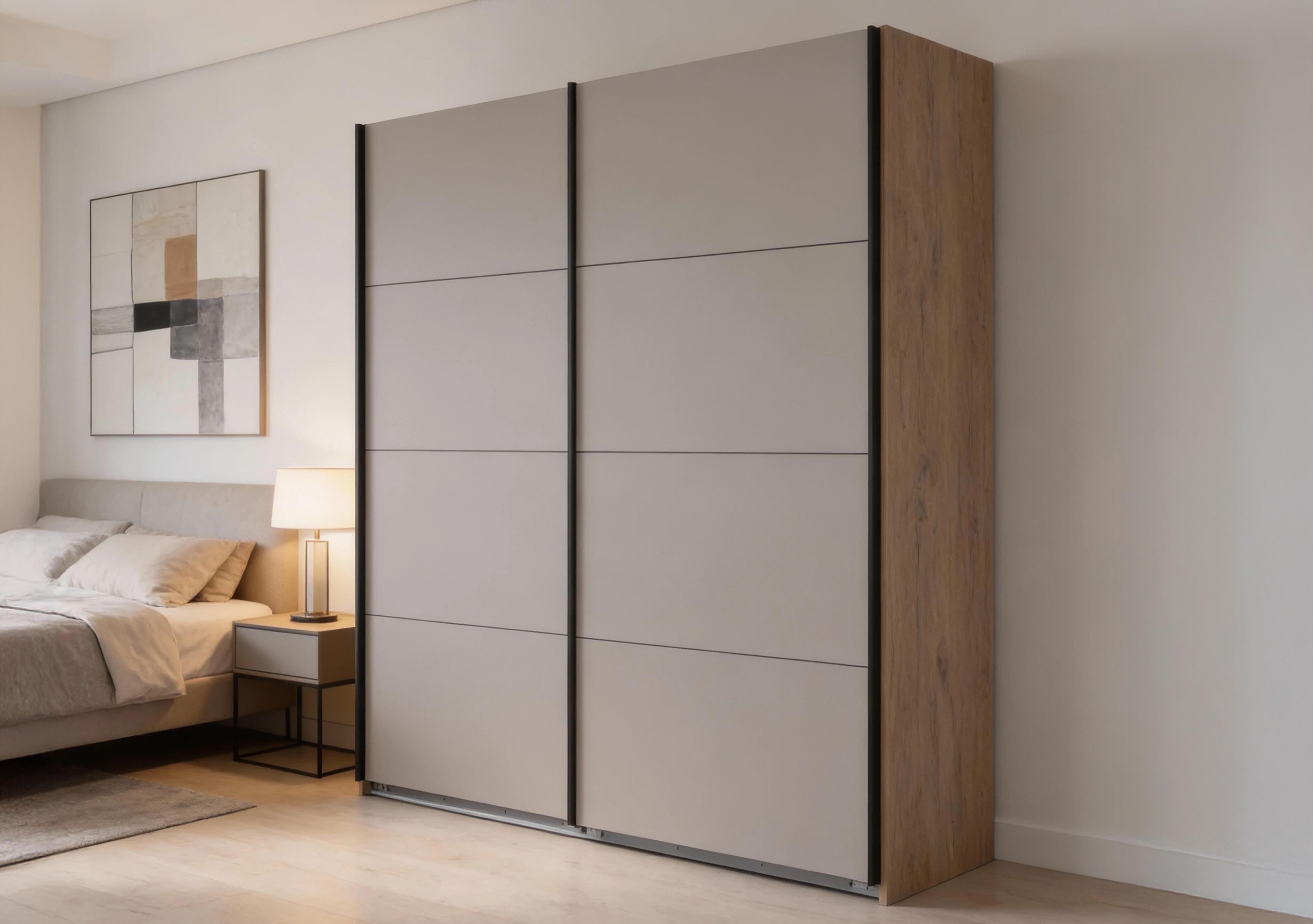 Antoni 180cm 2 Door Nordic Oak Sliding Wardrobe with 2 Decor Doors in  on Furniture Village