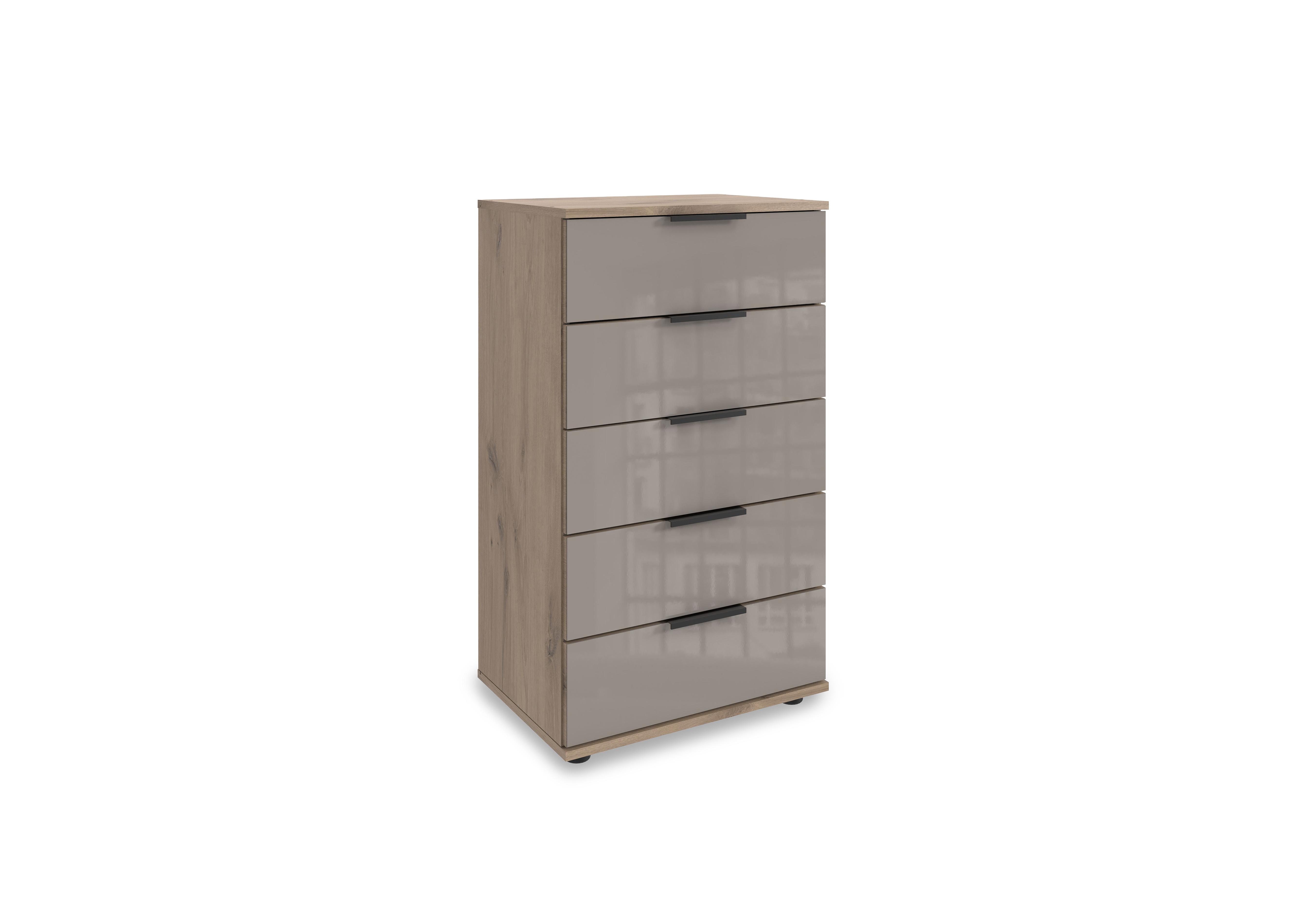 Antoni 5 Drawer Nordic Oak Chest with Glass Drawers in  on Furniture Village
