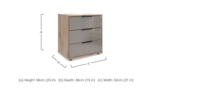 Antoni 3 Drawer Nordic Oak Bedside Cabinet with Glass Drawers in  on Furniture Village