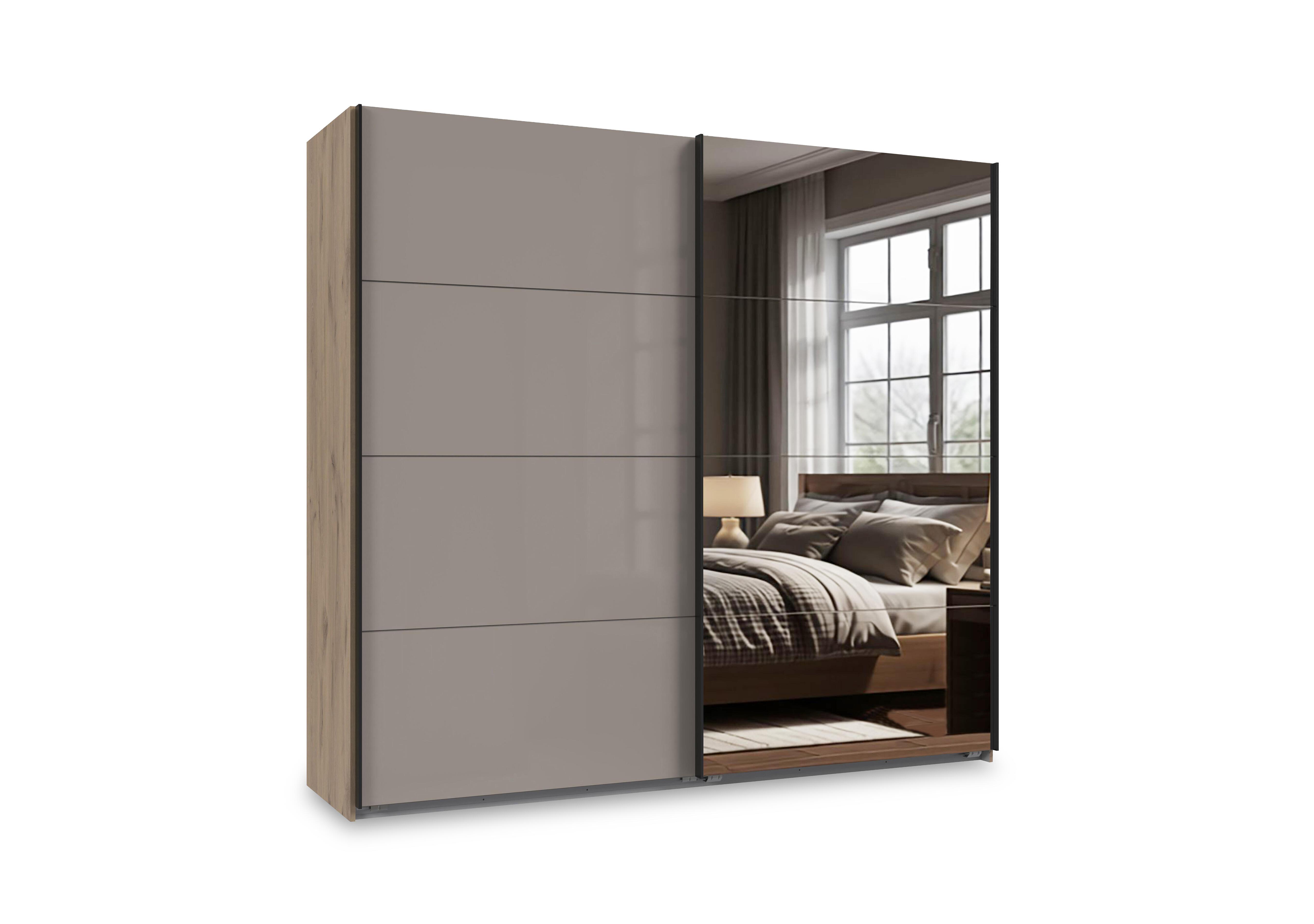 Antoni 225cm 2 Door Nordic Oak Sliding Wardrobe with 1 Glass Door and 1 Mirror Door in  on Furniture Village