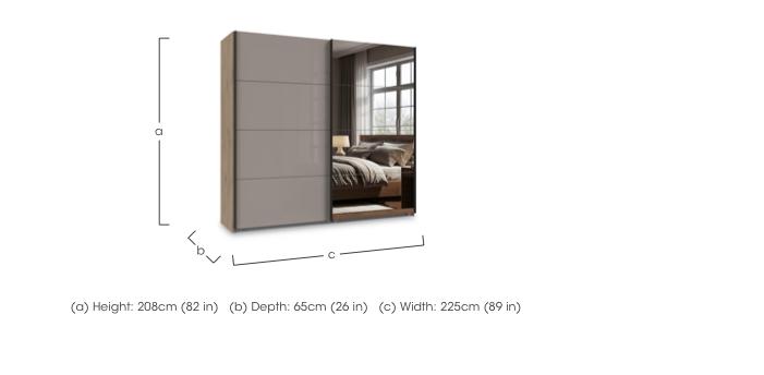 Antoni 225cm 2 Door Nordic Oak Sliding Wardrobe with 1 Glass Door and 1 Mirror Door in  on Furniture Village