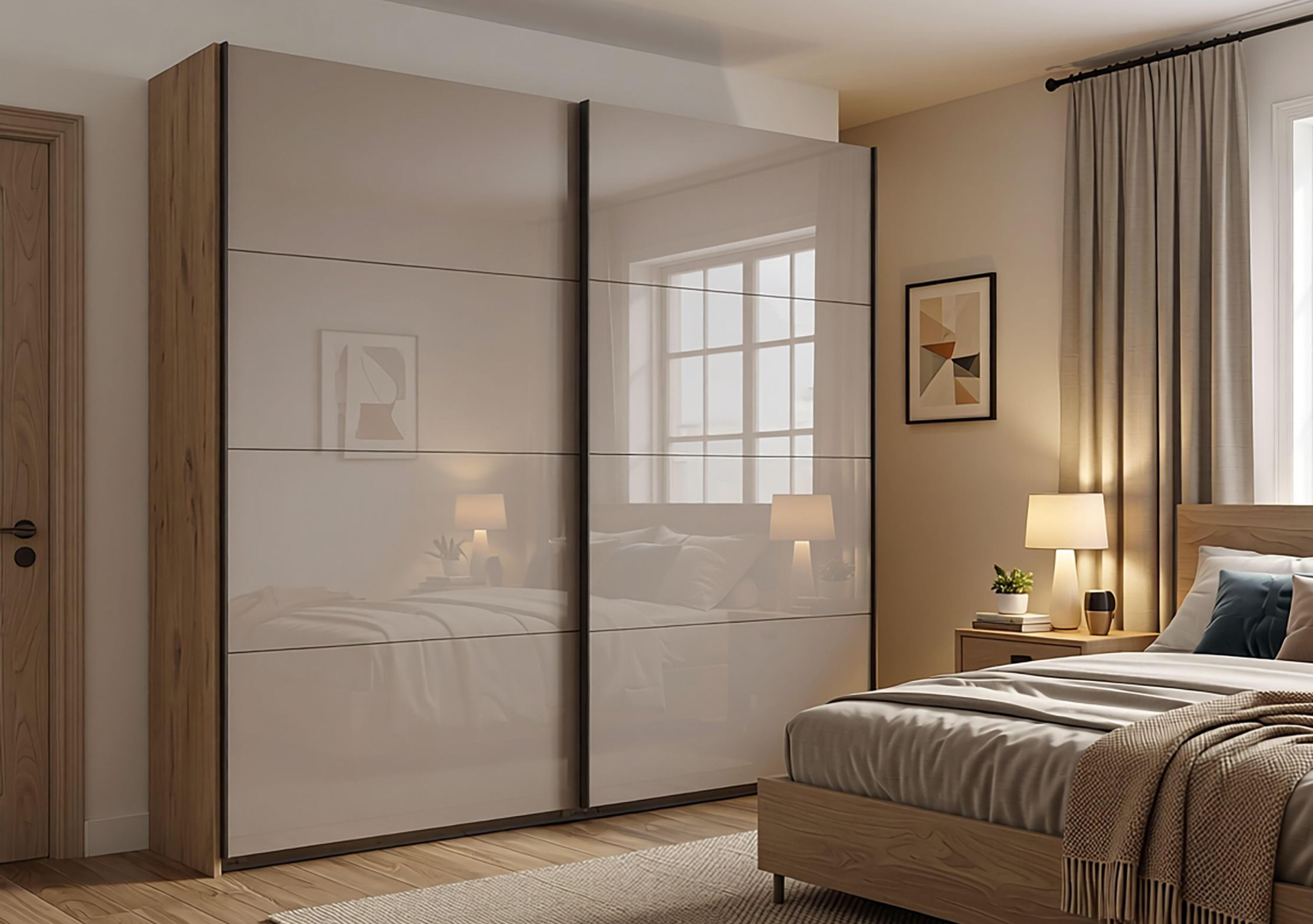 Antoni 180cm 2 Door Nordic Oak Sliding Wardrobe with Glass Doors in  on Furniture Village