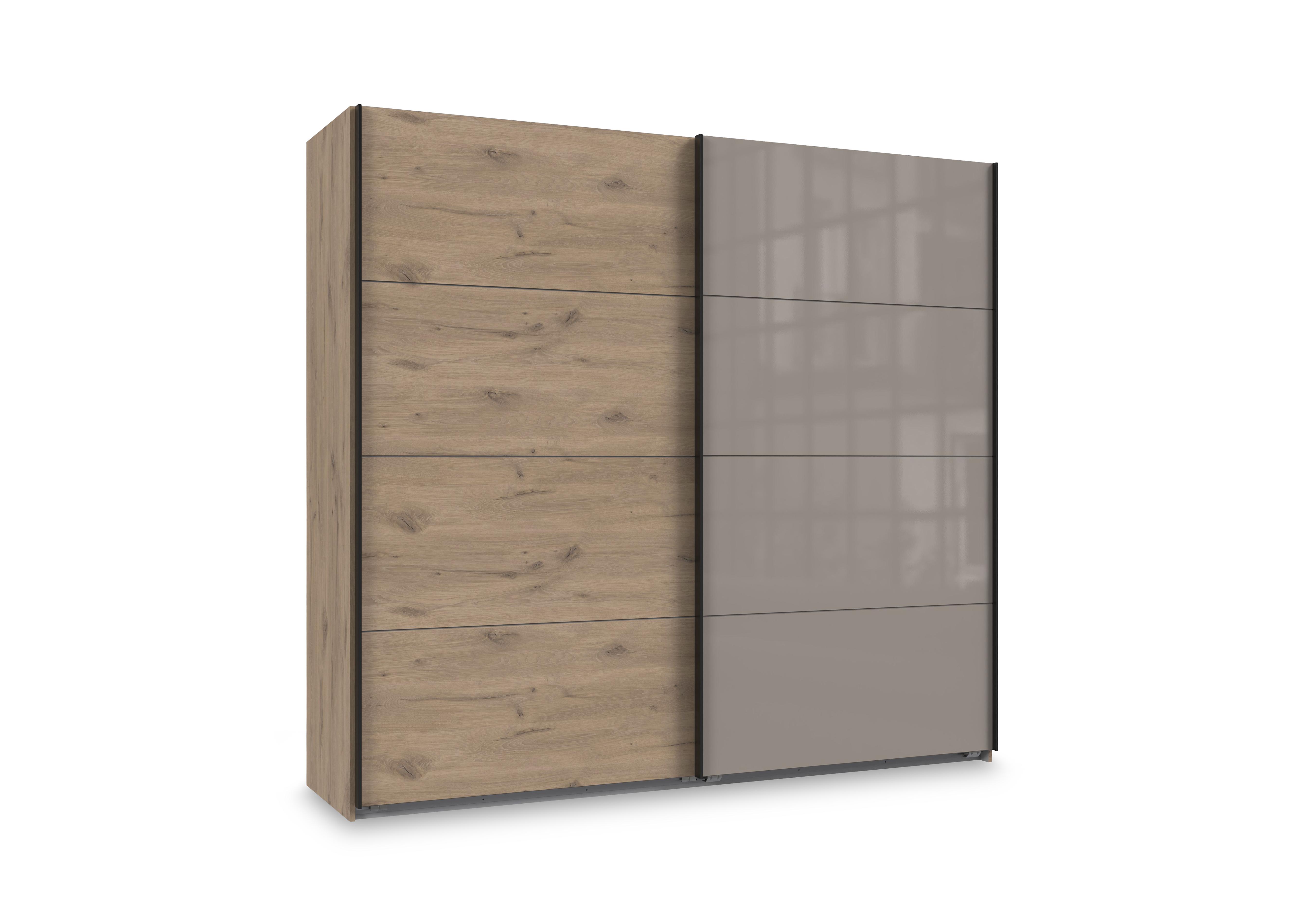 Antoni 225cm 2 Door Nordic Oak Sliding Wardrobe with 1 Nordic Oak Door and 1 Glass Door in  on Furniture Village