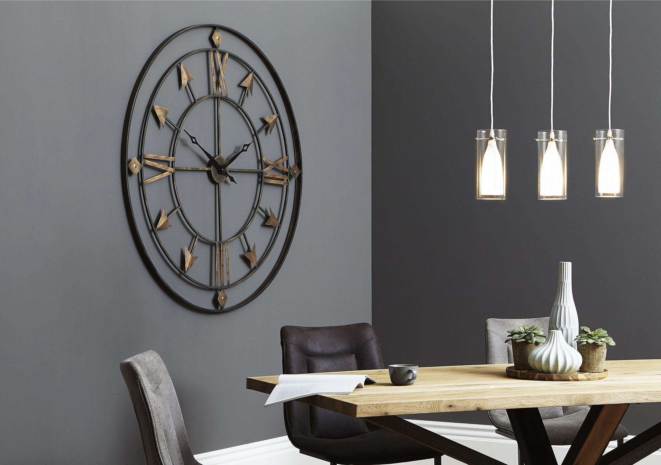 Large Antique Grey & Gold Wall Clock in  on Furniture Village