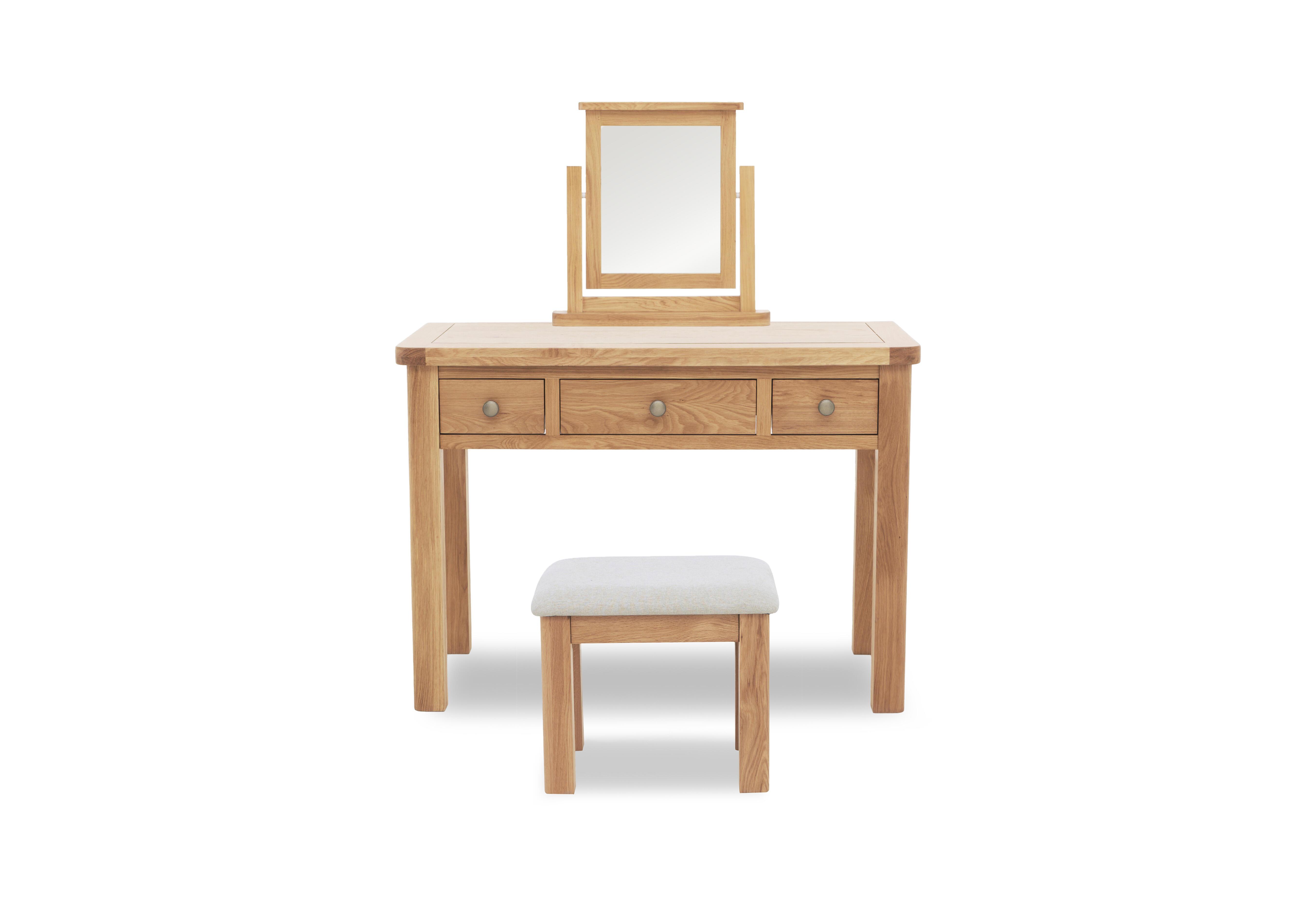Augusta 3 Drawer Dressing Table with Mirror and Stool in  on Furniture Village