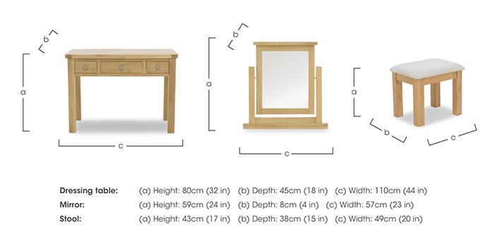 Augusta 3 Drawer Dressing Table with Mirror and Stool in  on Furniture Village