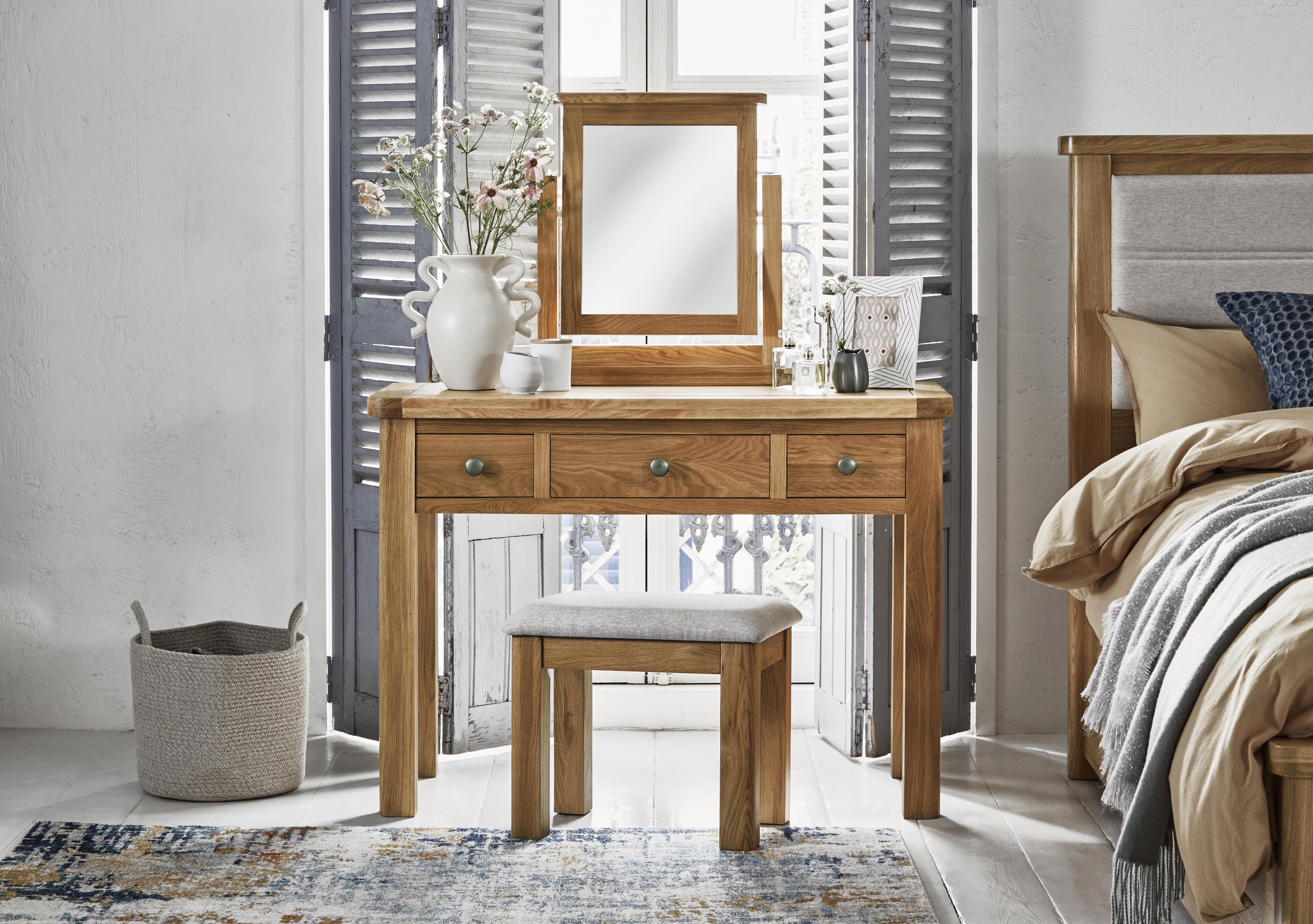 Augusta 3 Drawer Dressing Table with Mirror and Stool in  on Furniture Village