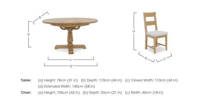 Augusta Round Extending Dining Table and 4 Wooden Ladderback Dining Chairs in  on Furniture Village