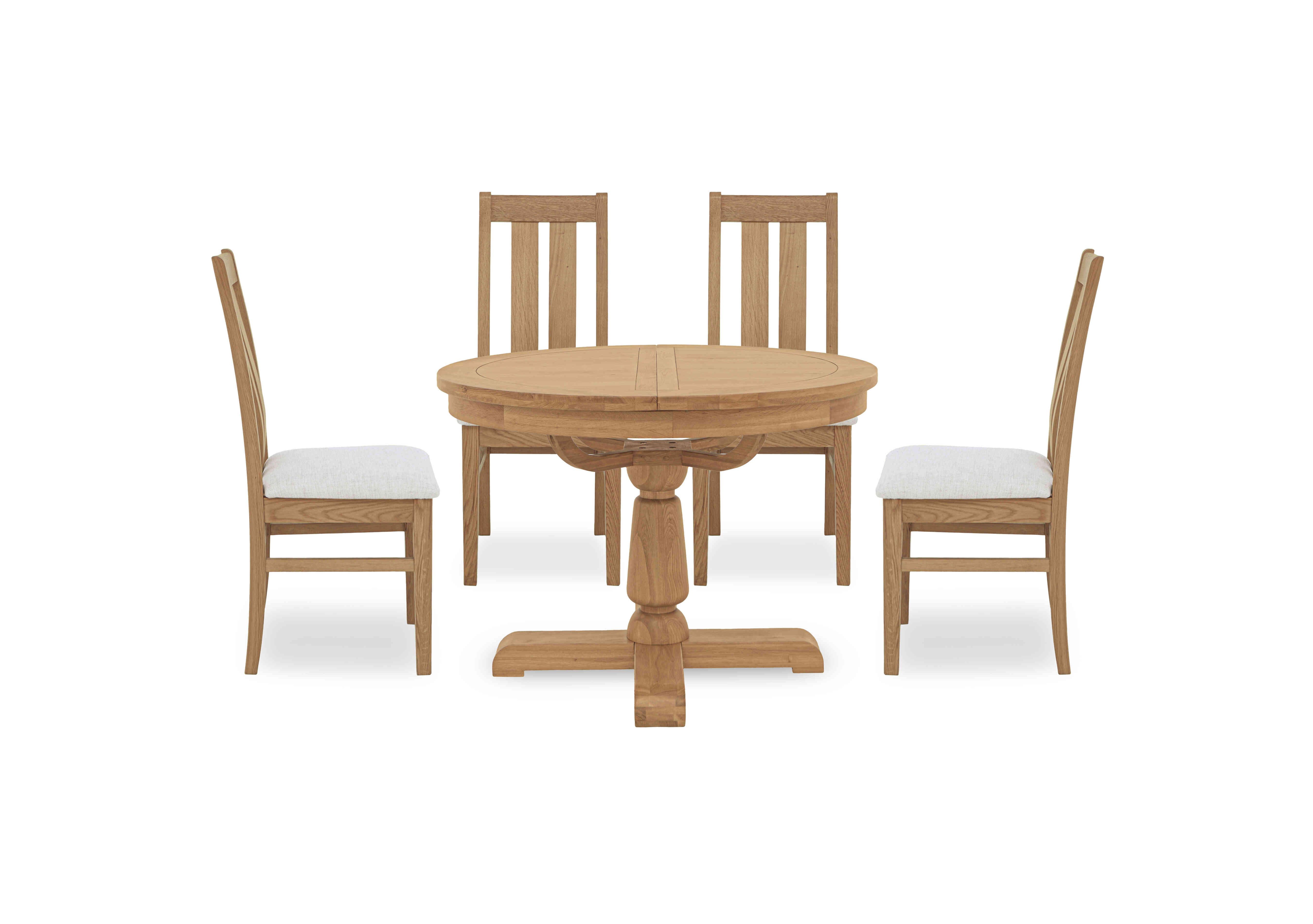 Augusta Round Extending Dining Table and 4 Wooden Slatted Back Dining Chairs in  on Furniture Village