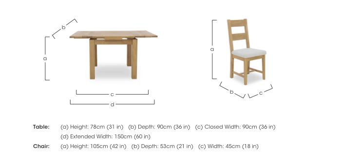 Augusta Draw Leaf Extending Dining Table and 4 Wooden Ladderback Dining Chairs in  on Furniture Village