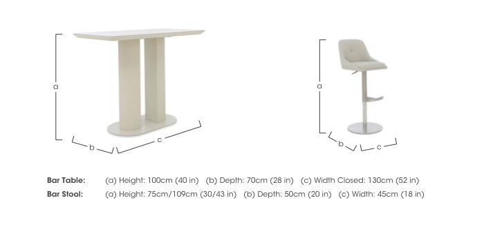 Avorio 130cm Bar Table and 2 Swivel Bar Stools Set in  on Furniture Village