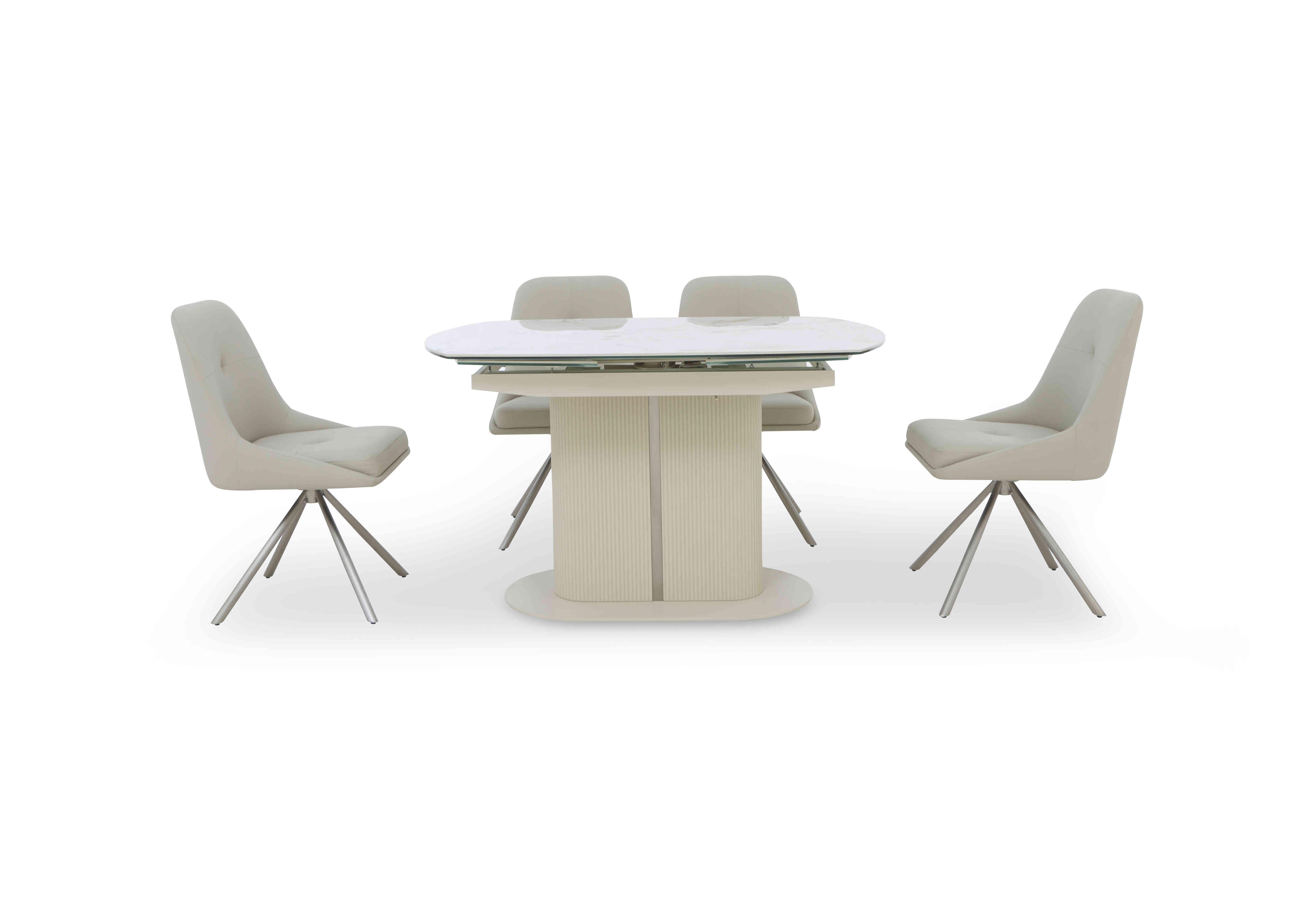 Avorio Swivel Extending Dining Table and 4 Swivel Dining Chairs Set in  on Furniture Village