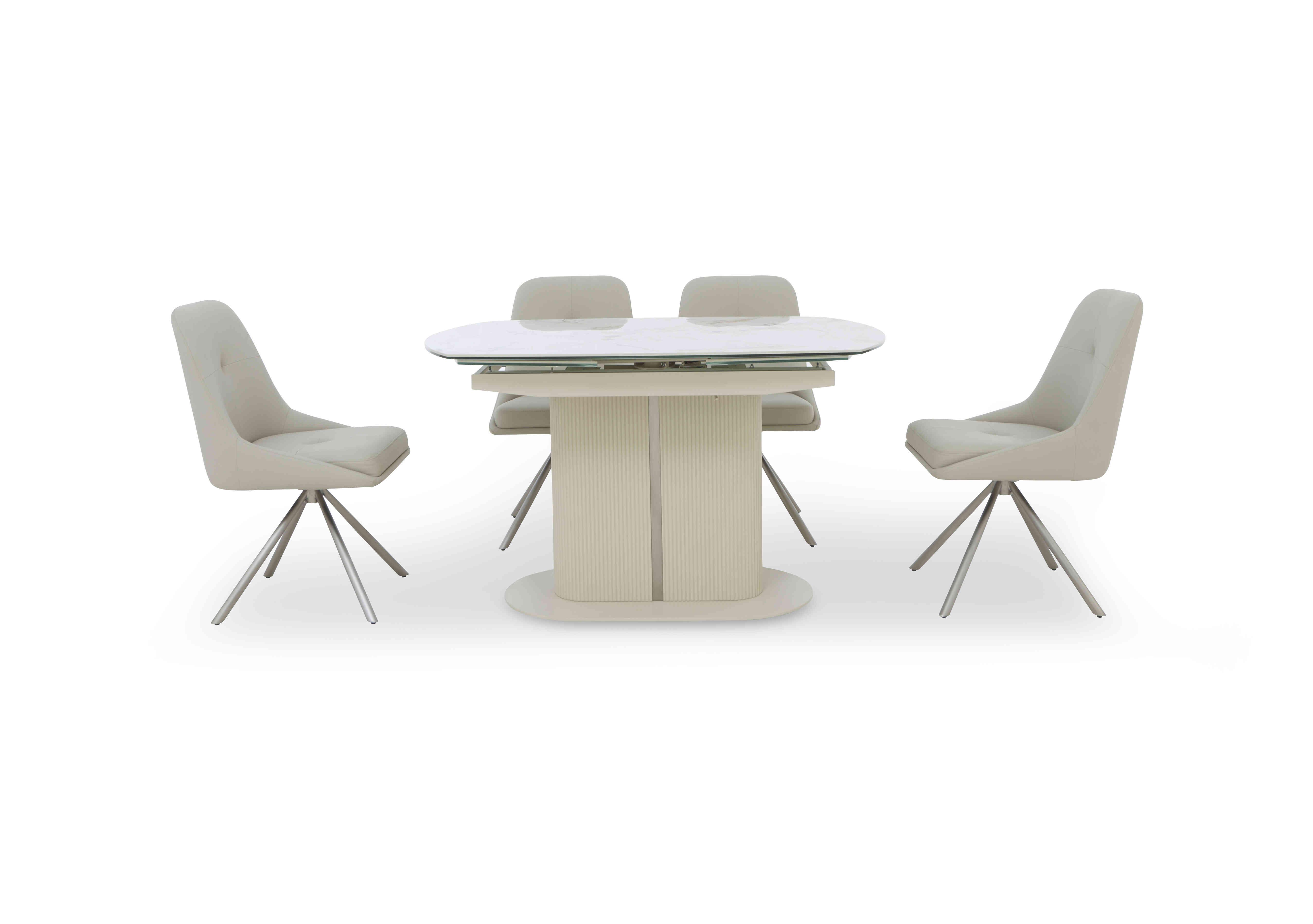 Avorio Swivel Extending Dining Table and 4 Swivel Dining Chairs Set in  on Furniture Village