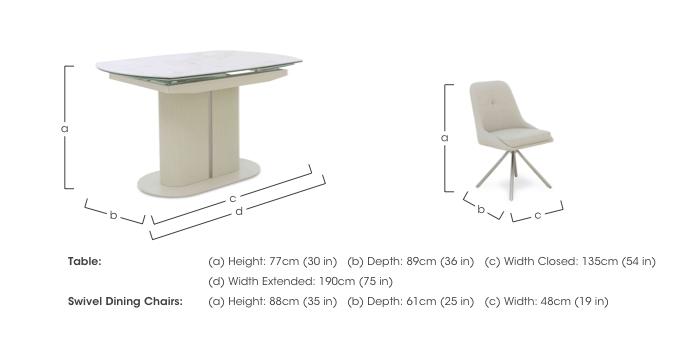 Avorio Swivel Extending Dining Table and 4 Swivel Dining Chairs Set in  on Furniture Village