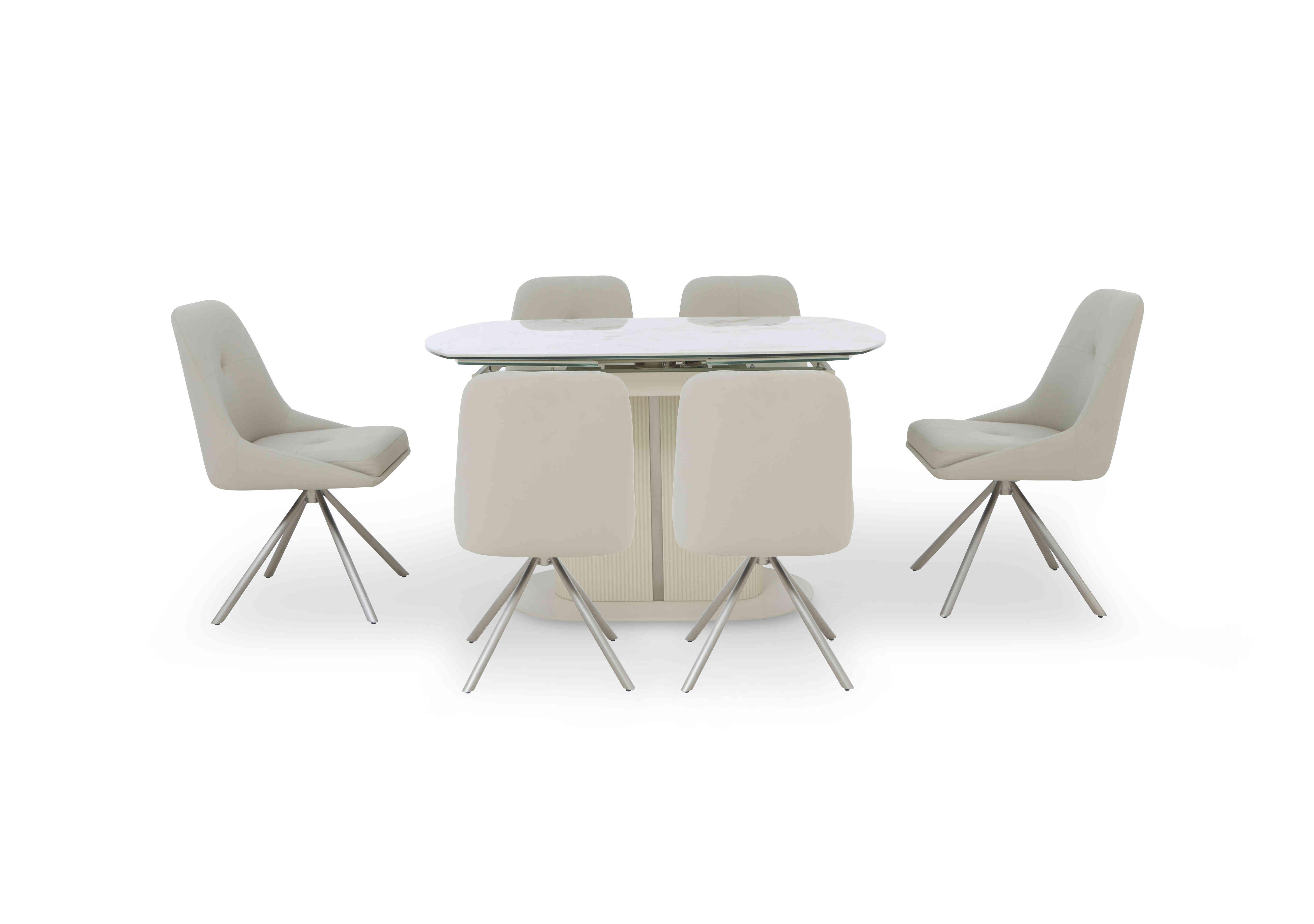 Avorio Swivel Extending Dining Table and 6 Swivel Dining Chairs Set in  on Furniture Village