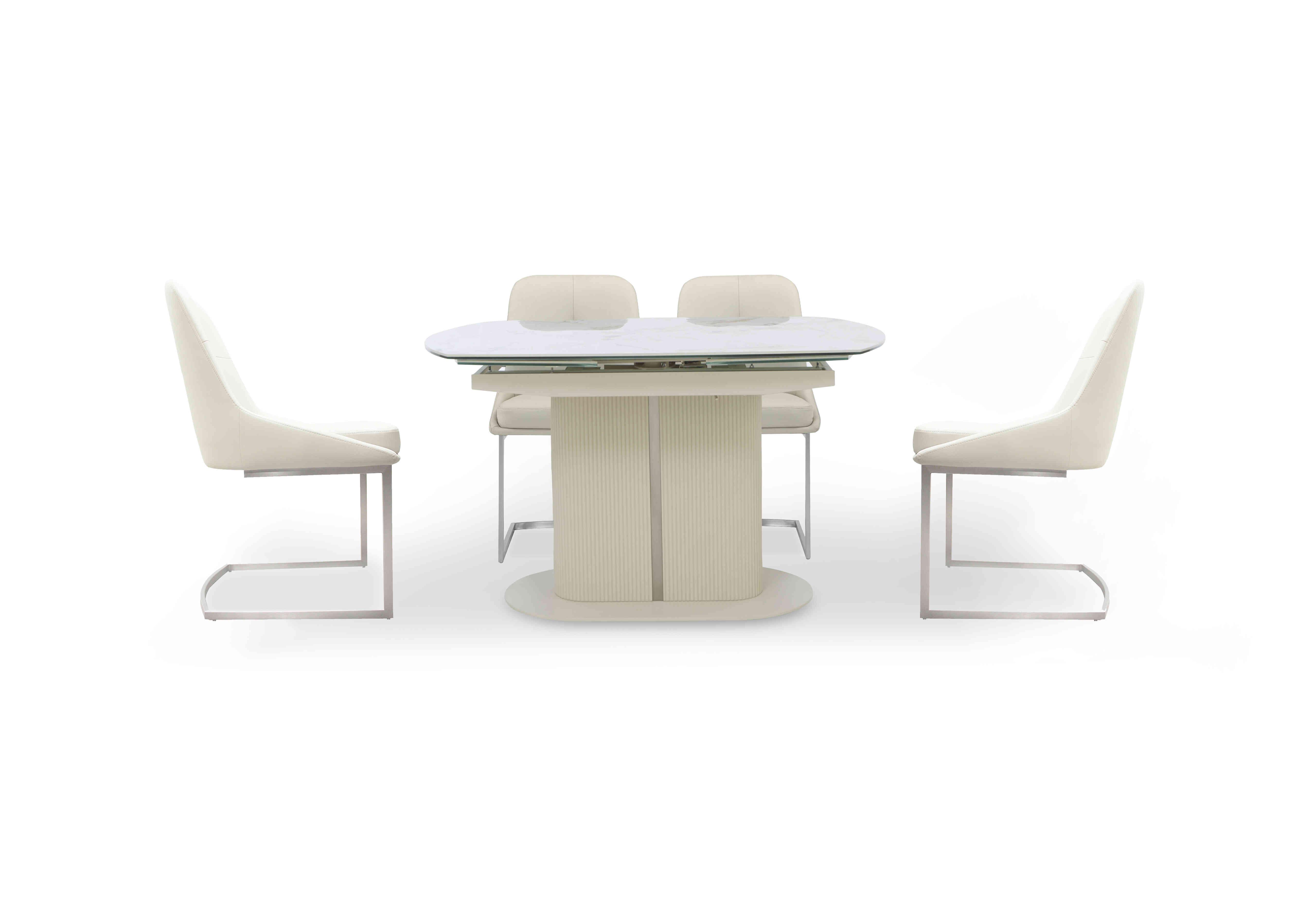 Avorio Swivel Extending Dining Table and 4 Cantilever Dining Chairs Set in  on Furniture Village