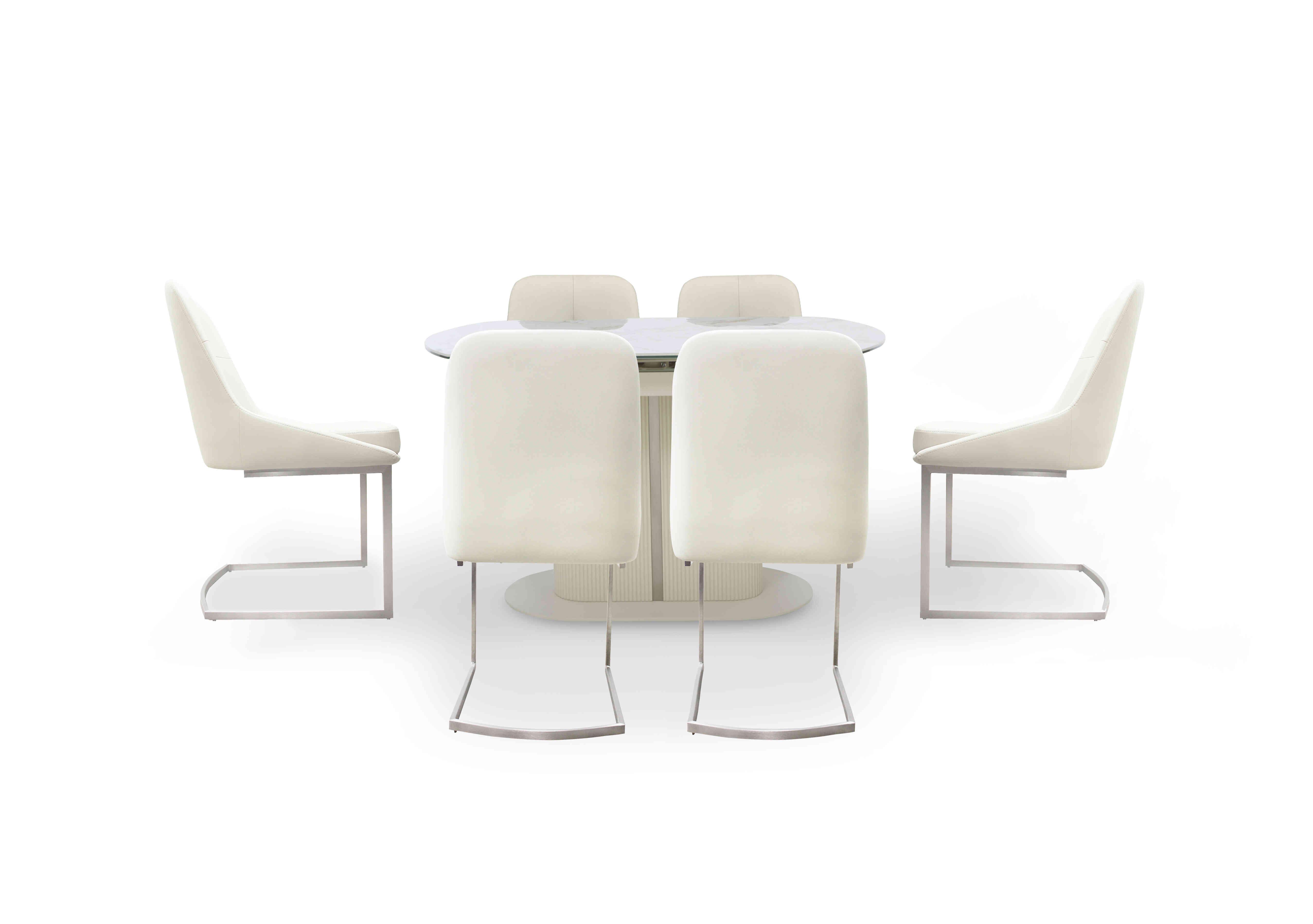 Avorio Swivel Extending Dining Table and 6 Cantilever Dining Chairs Set in  on Furniture Village